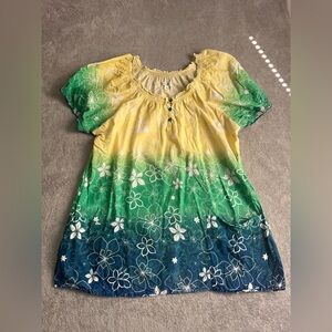 Healing Hands Ombré Hibiscus Lightweight Womens Top Size XL